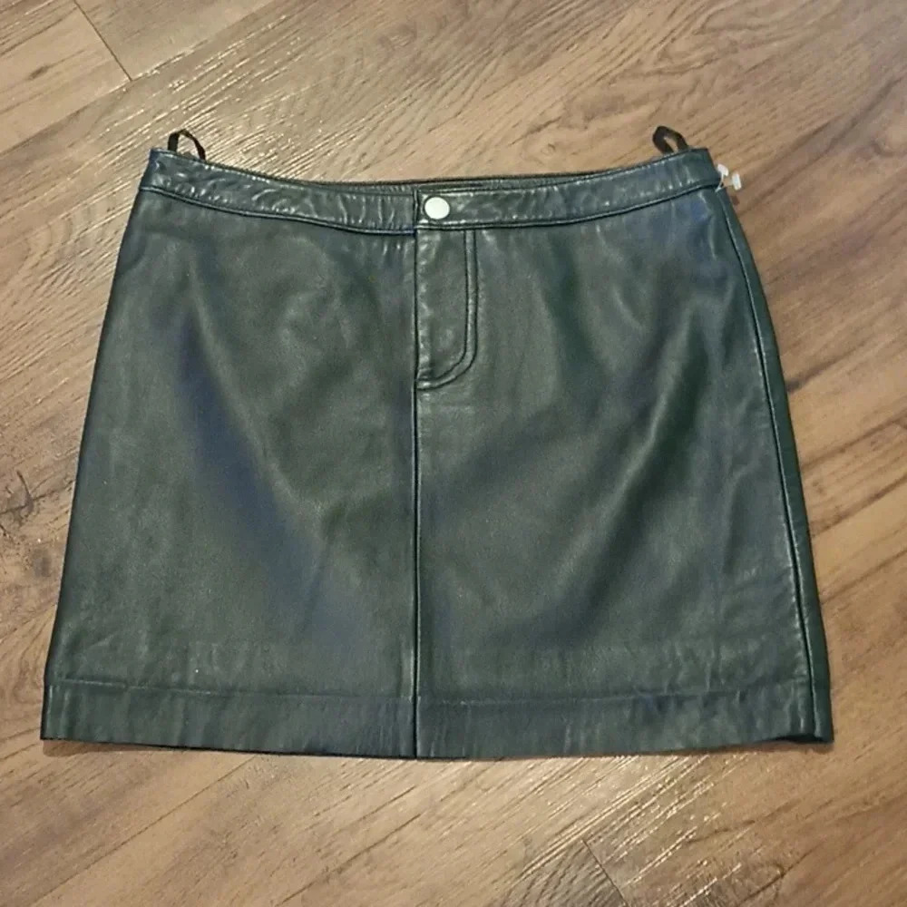 Mexx Black Vintage Leather High Waisted Mini Skirt A43